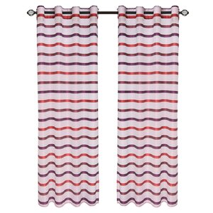 Arla Striped Semi-Sheer Grommet Single Curtain Panel
