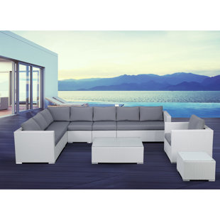 Lightweight Vintage Living Room Furniture Wayfair 7 Piece Rattan Sectional Set With Cushions