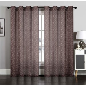Geometric Semi-Sheer Grommet Curtain Panels (Set of 2)
