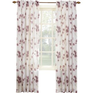 Keisha Nature/Floral Sheer Rod Pocket Single Curtain Panel