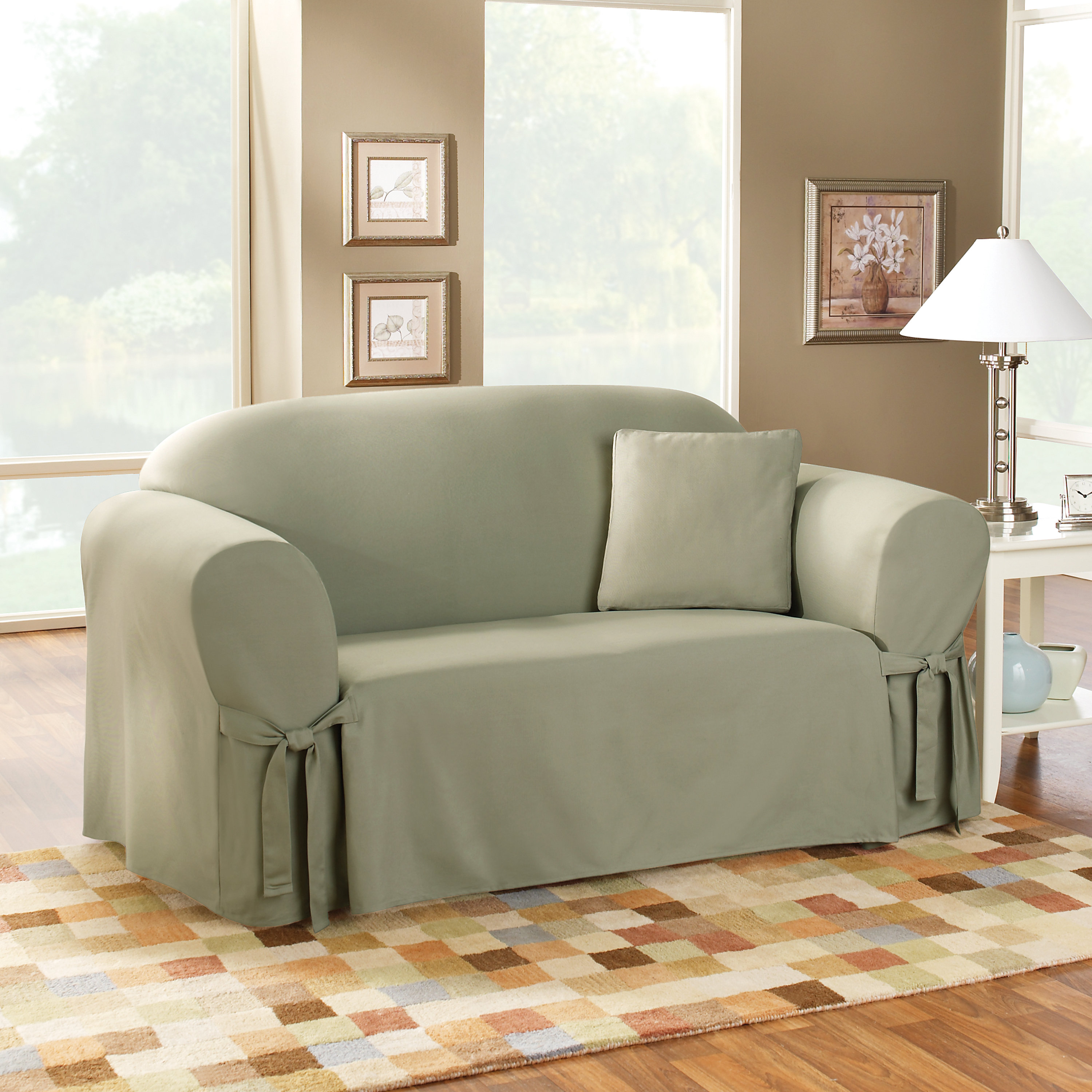 Sure Fit Cotton Duck Sofa Skirted Slipcover You'll Love Wayfair