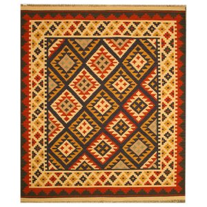 Lostine Hand-Woven Ivory/Red Area Rug