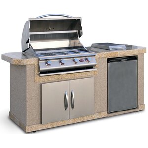 Outdoor Kitchen Islands 4-Burner Built-In Propane Gas Grill with Side Shelves