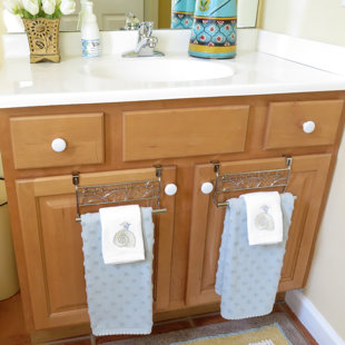 Over Cabinet Towel Bar Wayfair Evelots Over Cabinet Towel Bar Holders 9 Stainless Steel Leaf Design Set Of 2