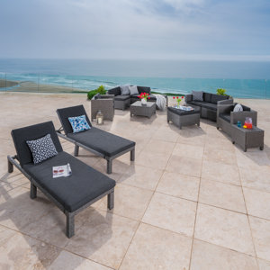 Ballew Wicker 13 Piece Deep Seating Sectional Seating Group with Cushion