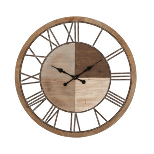 Solid Wood Wall Clocks Birch Lane Oversized Wood And Metal 36 Wall Clock
