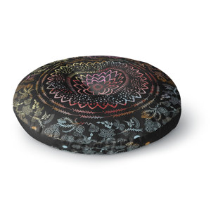 Famenxt Boical Folk Vibes Mandala Illustration Round Floor Pillow