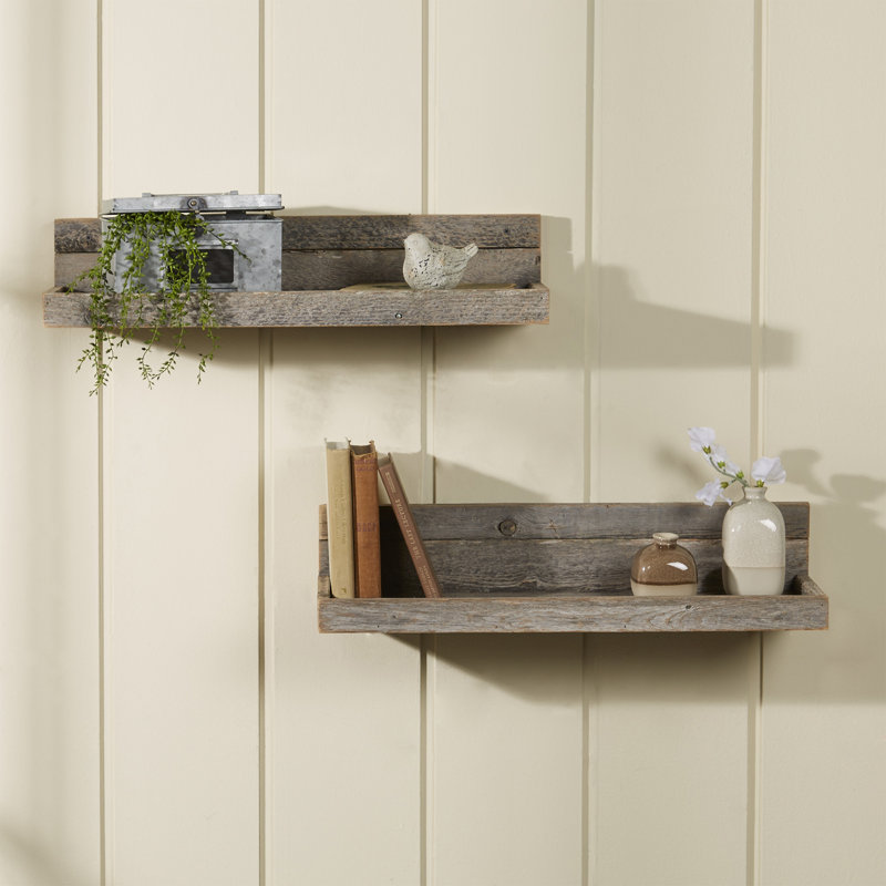 Floating Shelving laurel foundry modern farmhouse 2 piece reclaimed floating shelf Floating Shelving laurel foundry modern farmhouse 2 piece reclaimed floating shelf