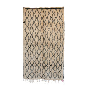 Azilal Vintage Moroccan Hand Knotted Wool Beige/Black Area Rug