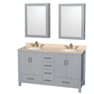8 Inch Deep Storage Cabinet Wayfair Sheffield 60 Double Gray Bathroom Vanity Set With Medicine Cabinet