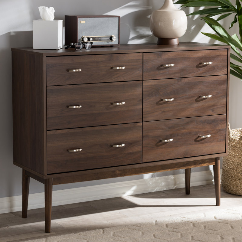 George Oliver West Wick Mid Century Modern 6 Drawer Double Dresser West Wick Mid Century Modern 6 Drawer Double Dresser