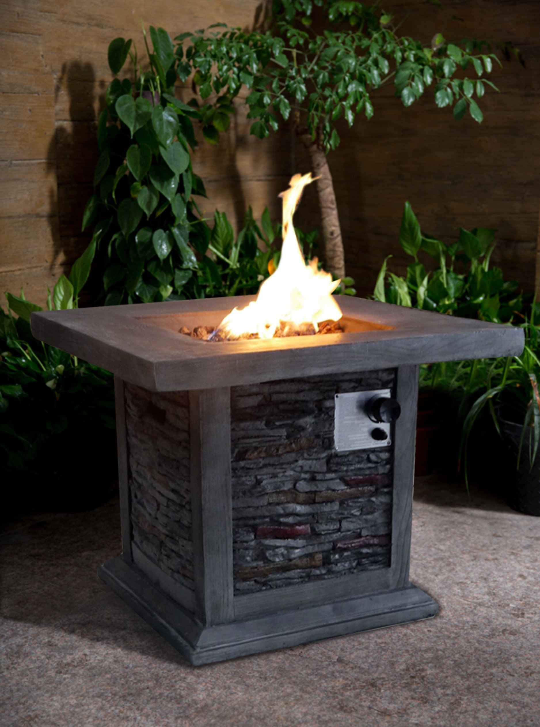 Gracie Oaks Bettine Stone Propane Gas Fire Pit Table Reviews