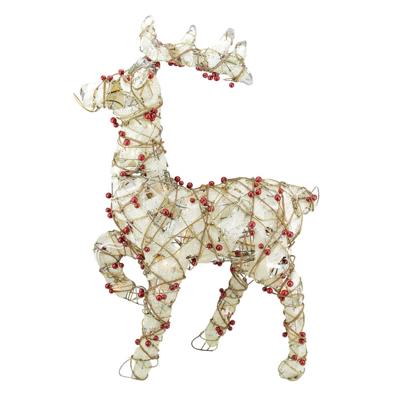 lighted standing burlap and berry rattan reindeer christmas yard art decoration - Lighted Deer Christmas Lawn Ornaments lighted standing burlap and berry rattan reindeer christmas yard art decoration - Lighted Deer Christmas Lawn Ornaments