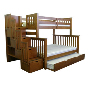 Stairway Twin over Full Bunk Bed with Full Trundle by Bedz King