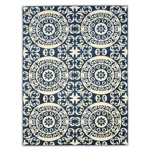 Modern Lines Carousel Blue Area Rug