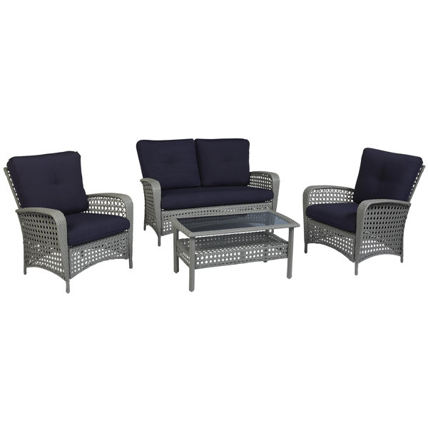 Edwards 4 Piece Rattan Sofa Seating Group With Cushions Reviews Edwards 4 Piece Rattan Sofa Seating Group With Cushions Reviews Joss Main