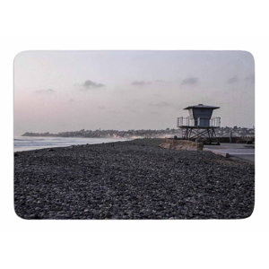 Lifeguard on the Rocks by Nick Nareshni Memory Foam Bath Mat