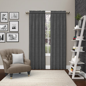 Kenda Solid Semi-Sheer Rod Pocket Curtain Panels (Set of 2)