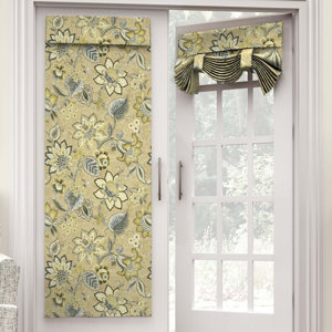 Brighton Blossom Nature/Floral Semi-Sheer Tab Top Single Curtain Panel