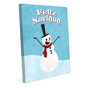 'Feliz Navidad Snowman' Textual Art on Wrapped Canvas