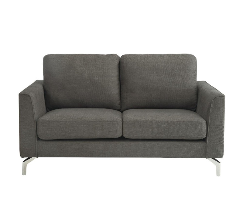 Orren Ellis Mchugh Polyester Upholstered Padded Loveseat With Chrome Mchugh Polyester Upholstered Padded Loveseat With Chrome Metal Legs Gray