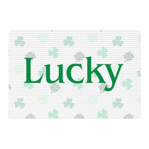 NL Designs Lucky Shamrocks Typography Green Area Rug