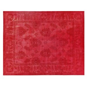 Overdyed Hand-Knotted Wool Rust Area Rug