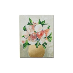 Peach Peony Tulips Painting Print on Canvas