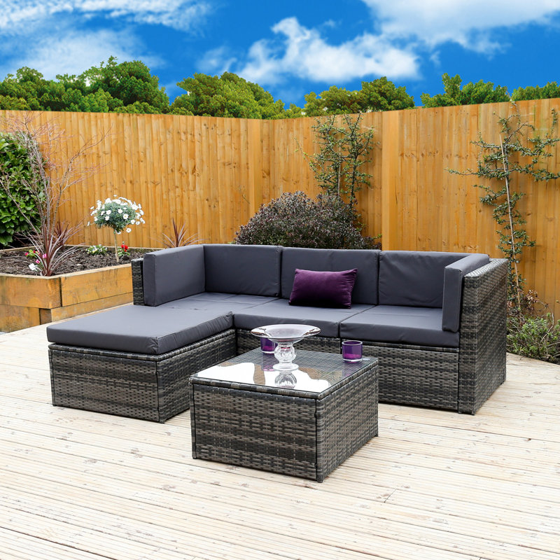 Hokku Designs Milano 4 Seater Sectional Sofa Set With Cushions Milano 4 Seater Sectional Sofa Set With Cushions