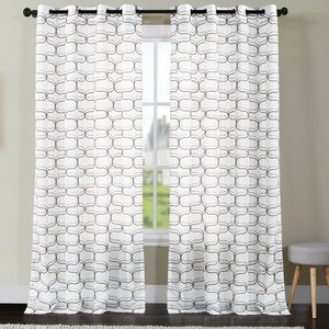 Mchugh Geometric Semi-Sheer Grommet Single Curtain Panel
