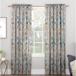 Auburn Floral Room Darkening Rod Pocket Single Curtain Panel
