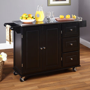 Wallace Kitchen Island with Stainless Steel Top