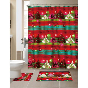 15 Piece Christmas Shower Curtain Set