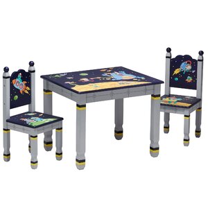 Outer Space Kids 3 Piece Rectangle Table and Chair Set