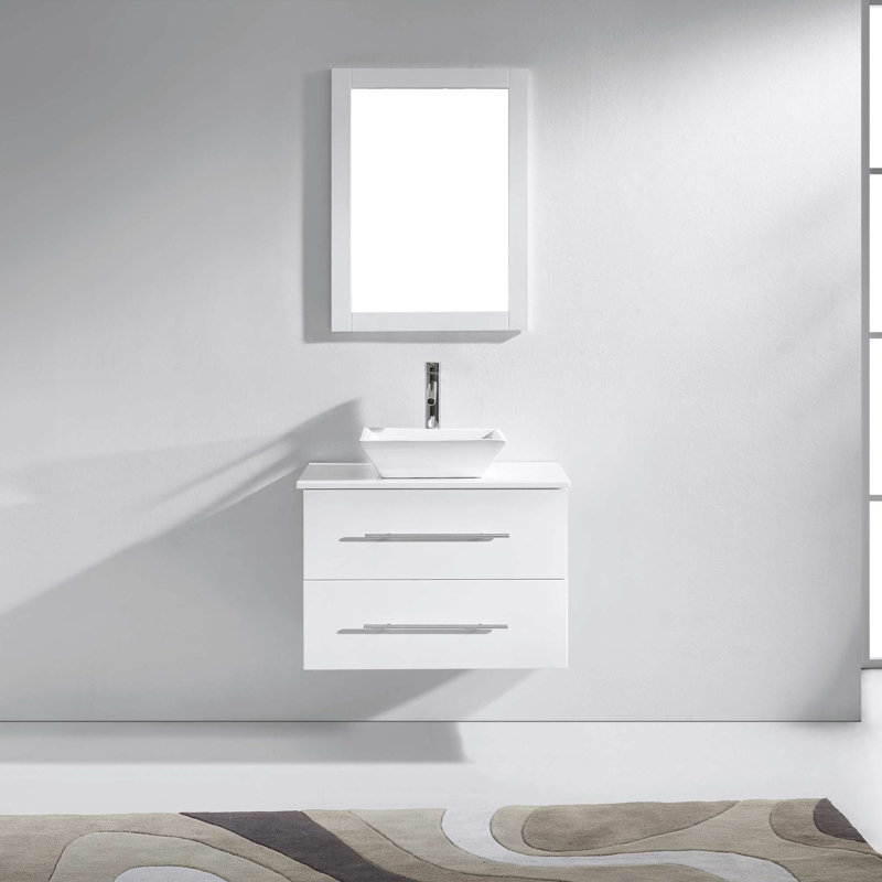 Mercury Row Decastro 30 Single Bathroom Vanity Set With White Stone Decastro 30 Single Bathroom Vanity Set With White Stone Top And Mirror