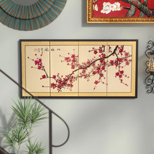 Beautiful Chinese Silk Screen Wayfair Plum Tree Chinese 4 Piece Painting Set
