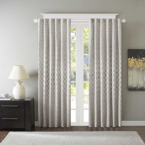 Gold Coast Geometric Semi-Sheer Rod pocket and Tab top Single Curtain Panel