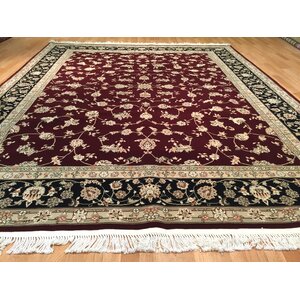 Tabriz Hand-Knotted Burgundy/Beige Area Rug