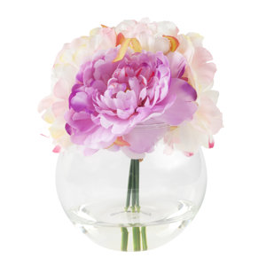 Peony Arrangement in Glass Vase