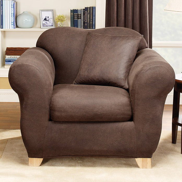 Sure Fit Stretch Leather Box Cushion Armchair Slipcover & Reviews Wayfair