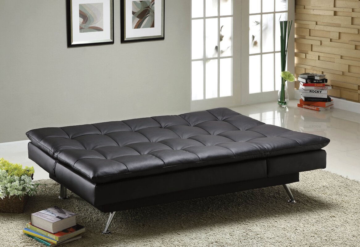 Latitude Run Black Leather Sleeper Sofa & Reviews | Wayfair