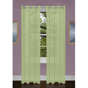 Griffith Embroidered Sphere Damask Room Darkening Grommet Curtain Panels (Set of 2)