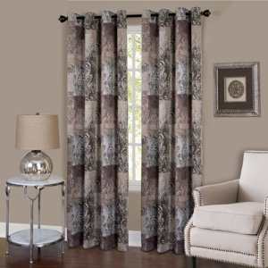 Kirschner Damask Semi-Sheer Thermal Grommet Single Curtain Panel