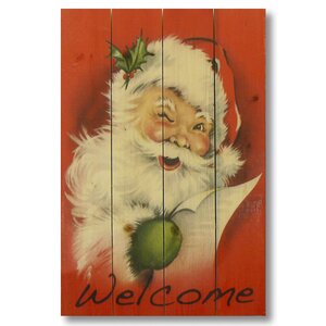 4 Piece Wile E. Wood Welcome Santa Painting Print Set