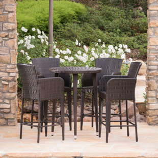 36 Inch Round Patio Table Wayfair Salgado Outdoor Wicker 5 Piece Pub Table Set