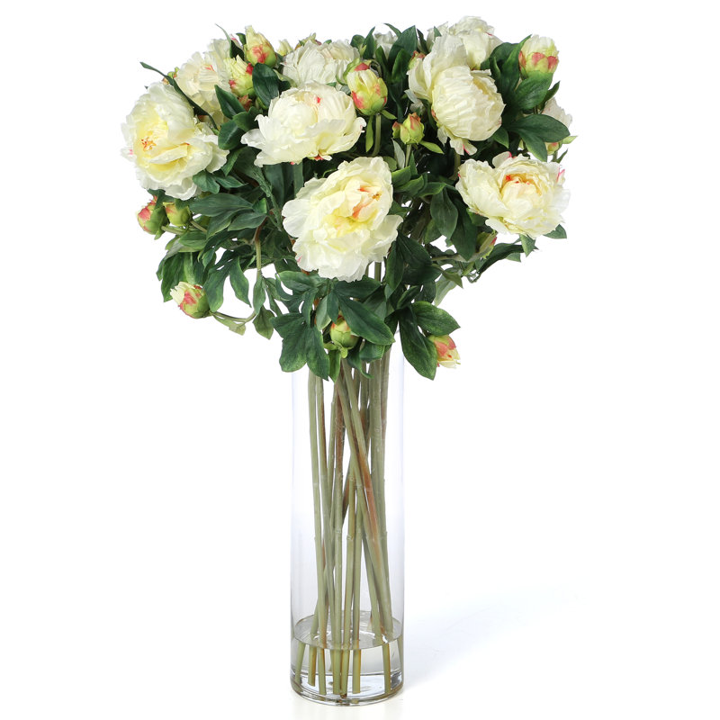 Nearly Natural Giant Peony Silk Flower Arrangement In White default_name - Nearly Natural Giant Peony Silk Flower Arrangement In White