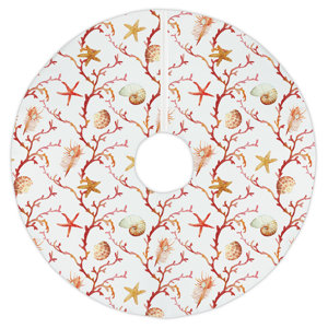 Holiday Coral Lattice Tree Skirt