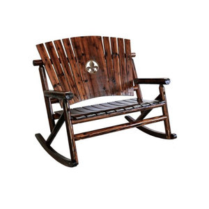 Char-Log Fleur de Lis Medallion Double Rocking Chair II