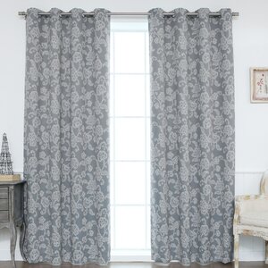 Floral Vine Paisley Blackout Thermal Grommet Curtain Panels (Set of 2)