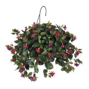 Artificial Fuchsia Hanging Plant in Basket